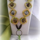 Necklace Yellow Women Jewelry Long Cord Large Beads Tassel Statement Bronze 4262