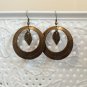 Earrings Dangle Drop Large Round Boho Leaf Bronze 7014