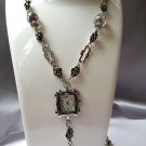 Necklace Long Women Acrylic Purple Beads Rose Chain Watch Long Charm Tassel