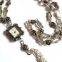 Necklace Long Women Acrylic Purple Beads Rose Chain Watch Long Charm Tassel