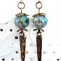 Braclet Set Earrings Blue Purple Crystal Women Double Stretch Elastic Wedding Party Jewelry 7024BP