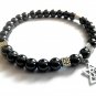 Bracelet Double Stretch Men Magen David Male Elastic Natural Hematite Beads Jewish Religion 4077