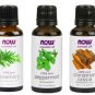 NOW Essential Oils 1 fl. oz 30 ml 3 Pcs Set Rosemary,Cinnamon Cassia,Peppermint