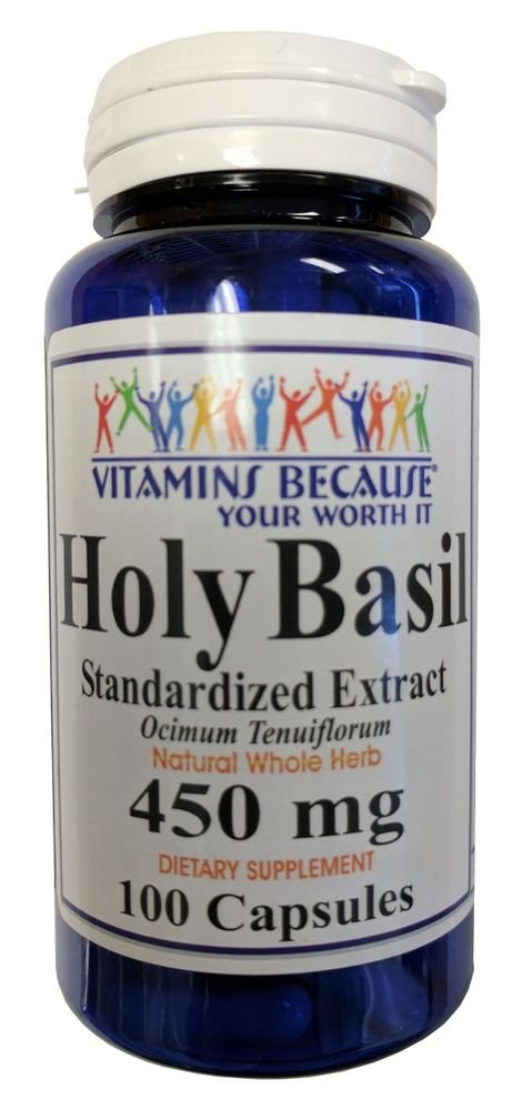 Vitamins Because Holy Basil Standardized Extract 450mg 100 caps