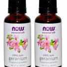 2 Bottles NOW Foods Essential Oils 100% Pure Geranium Oil - 1 fl oz