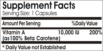 Vitamins Because Your Worth It Beta Carotene 10,000 IU - 100 Caps