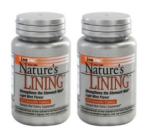 2 Pack Lane Labs Nature's Lining Strengthens the Stomach Wall 60 ChewableTablets