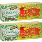 2 Pack BioBag Certified Compostable Tall 13 Gallon Food Waste Bags - 12 Count