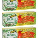 3 Pack BioBag Certified Compostable Tall 13 Gallon Food Waste Bags - 12 Count
