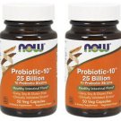 2 Pack Now Foods Probiotic-10, 25 Billion - 50 Veg Capsules