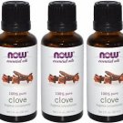3 Bottles Now Foods Clove 100% Pure Oil 1 fl oz
