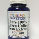 100% Pure Green Coffee Bean Extract Chlorogenic Acid 800mg Weight Loss 180 Caps