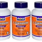3 Pack Now Foods L-Carnosine 500 mg , 100 Vcaps