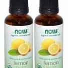 2 Bottles Now Foods Essentials 100% Pure & Organic Lemon Oil - 1 fl oz (30 ml)