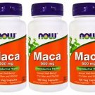 3 Pack Now Foods Maca 500 mg, 100 Veggie Capsules