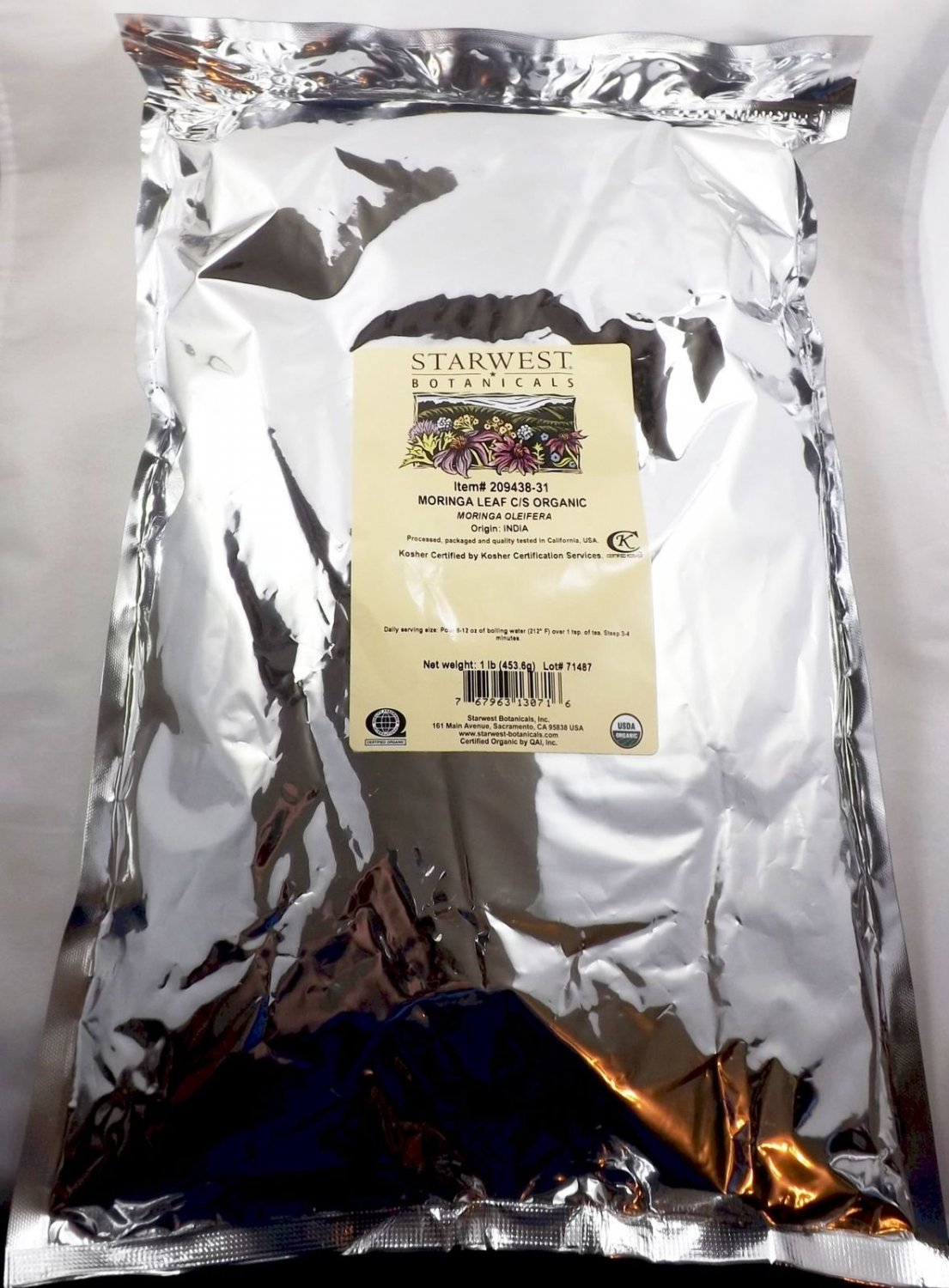 Organic Moringa Leaf Cut - 1 lb bag by Starwest