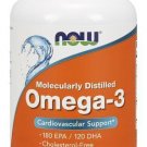 NOW Molecularly Distilled Omega-3 Fish Oil 1000 mg 200 Softgels Made In USA