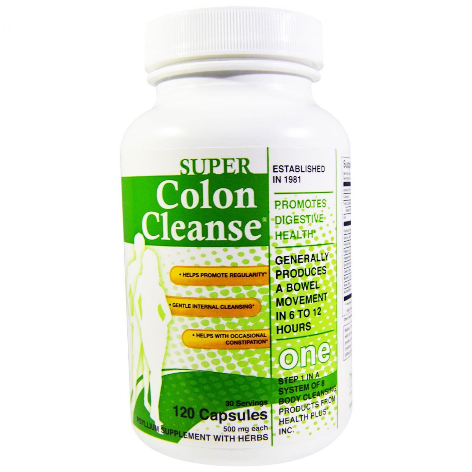 Health Plus Super Colon Cleanse 500mg 120 Capsules Also Relieves Constipation 