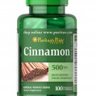 Puritan's Pride Cinnamon 500mg 100 Capsules Support Sugar Metabolism Made in USA