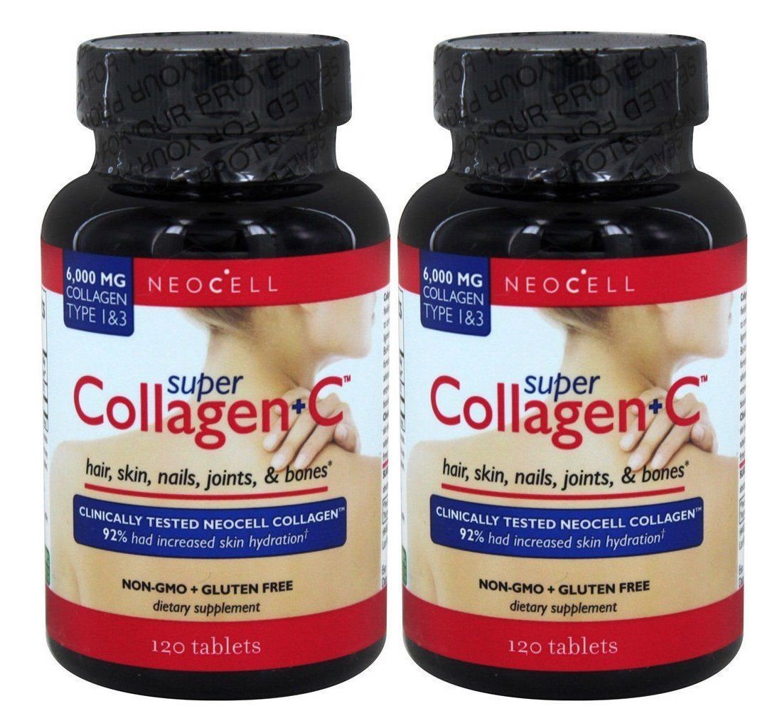 2x NeoCell Super Collagen+C Type I & III for Hair Skin Nails - 120 Tablets
