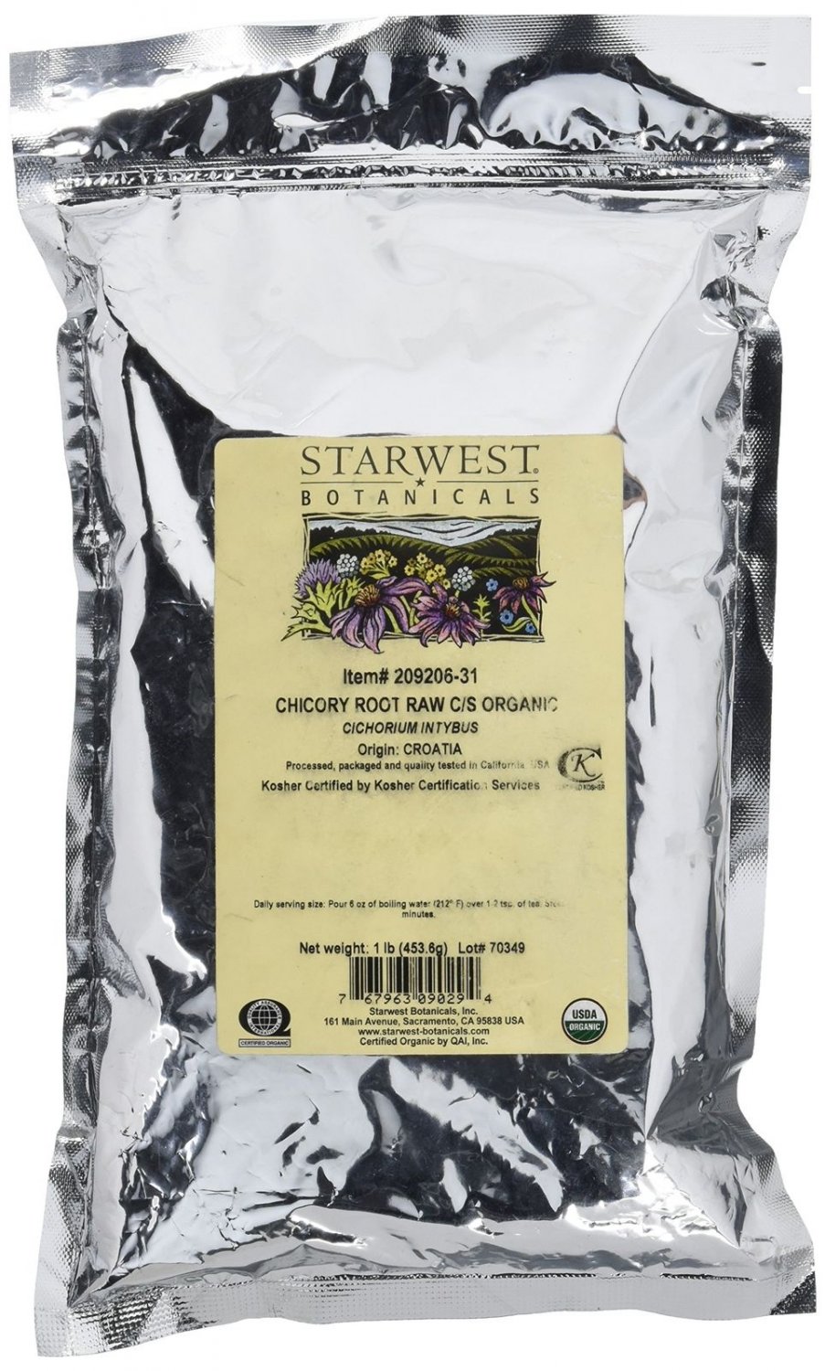 Organic Chicory Root Raw C/S 1 LB
