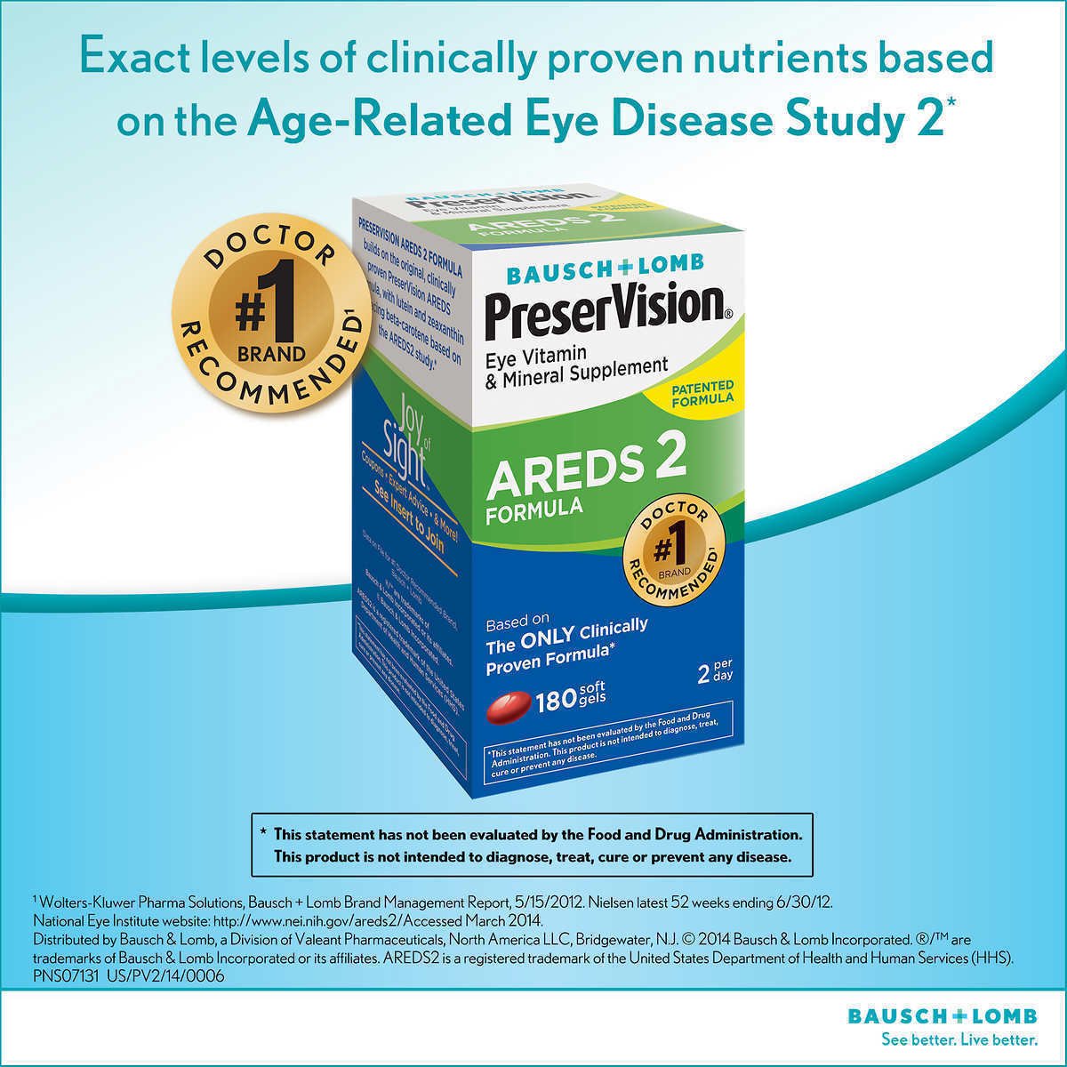 Bausch + Lomb PreserVision AREDS 2 Formula 180 Softgels *Eye Vitamin ...