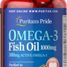 Puritan's Pride Omega-3 Fish Oil 1000 mg 100 softgels New Sealed Free Shipping
