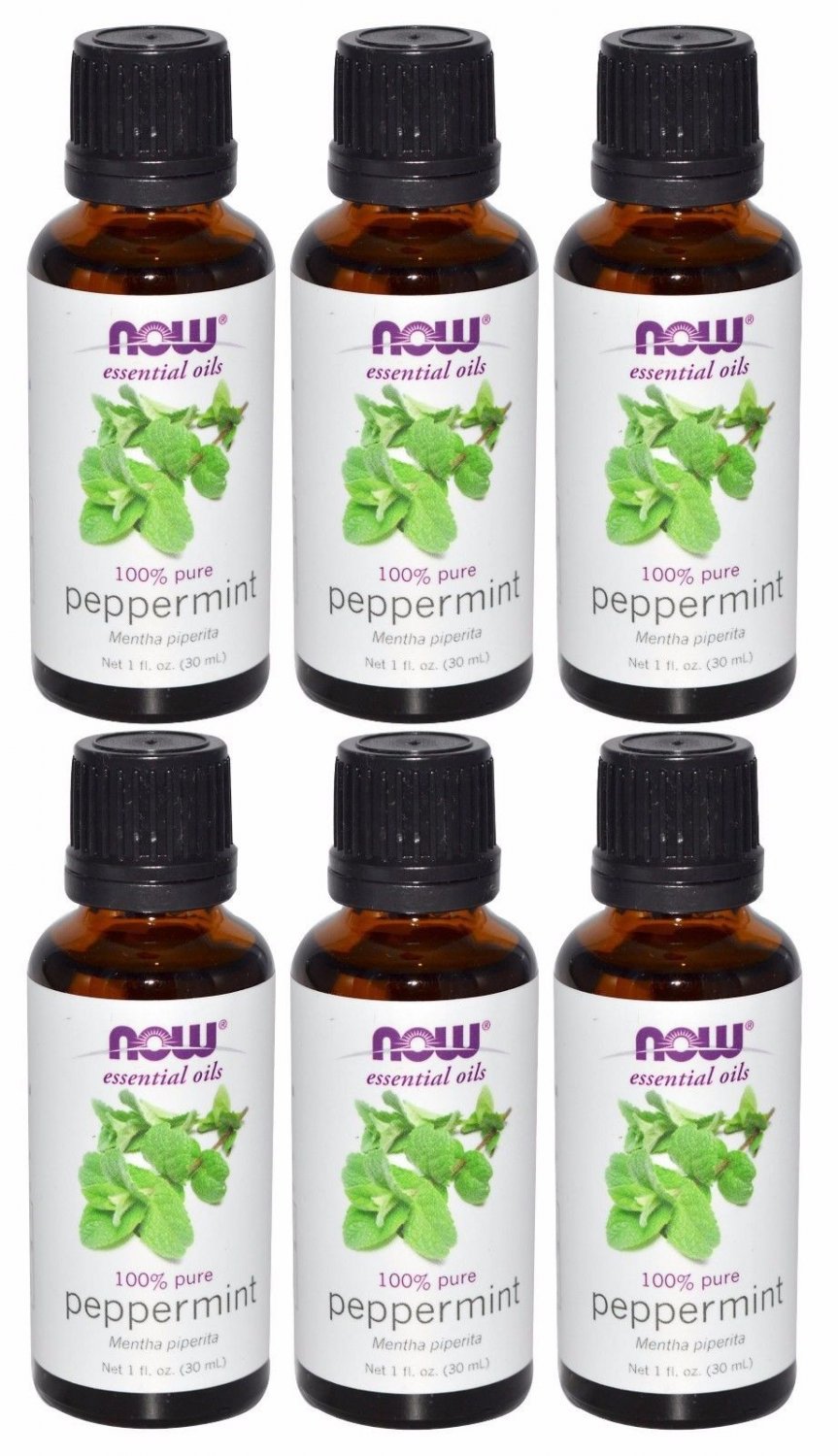 6 Bottles Now Essential Oils 100 Pure Peppermint Oil 1 fl oz (30 ml)