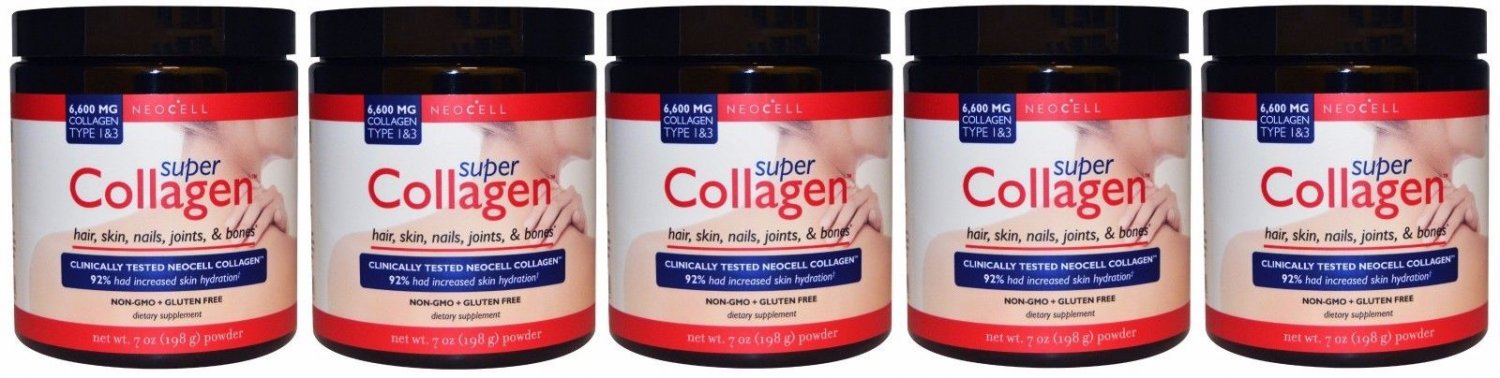 5x Neocell Super Collagen Type 1 & 3 Powder 7 oz (198 g) MADE IN USA - 01/2020