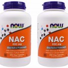 2 Pack Now Foods NAC N-Acetyl Cysteine 600 mg - 250 Vegetarian Capsules
