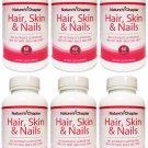 6x Hair, Skin & Nails Vitamins Biotin 5000 mcg Vitamin B-6 - 60 Capsules