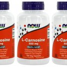 3 Pack Now Foods L-Carnosine 500 mg 100 Vcaps