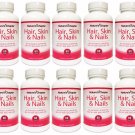 10x Hair, Skin & Nails Vitamins Biotin 5000 mcg Vitamin B-6 - 60 Capsules