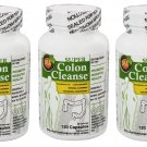 3x Health Plus Super Colon Cleanse 500mg 120 Capsules Relieves Constipation