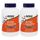 2x Now Foods Acetyl-L Carnitine 500 mg 200 VCaps