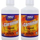 2 x NOW Foods L-Carnitine 1000 mg Liquid 32 oz Clinically Tested Made In USA