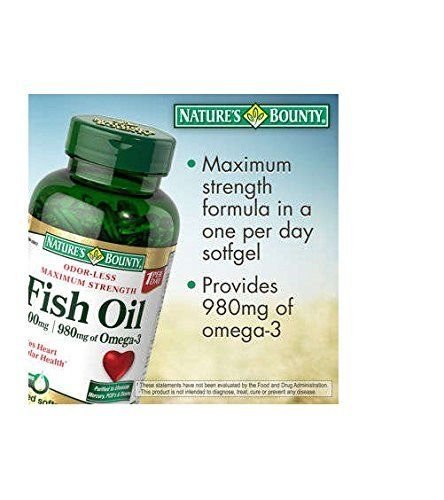 2x Nature's Bounty Maximum Strength Fish Oil 1400mg  Omega-3 980mg - 130 Caps