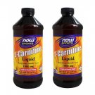 2 x NOW Foods L-Carnitine Liquid Tropical Punch 1000 mg 16 oz, Value Pack, FRESH