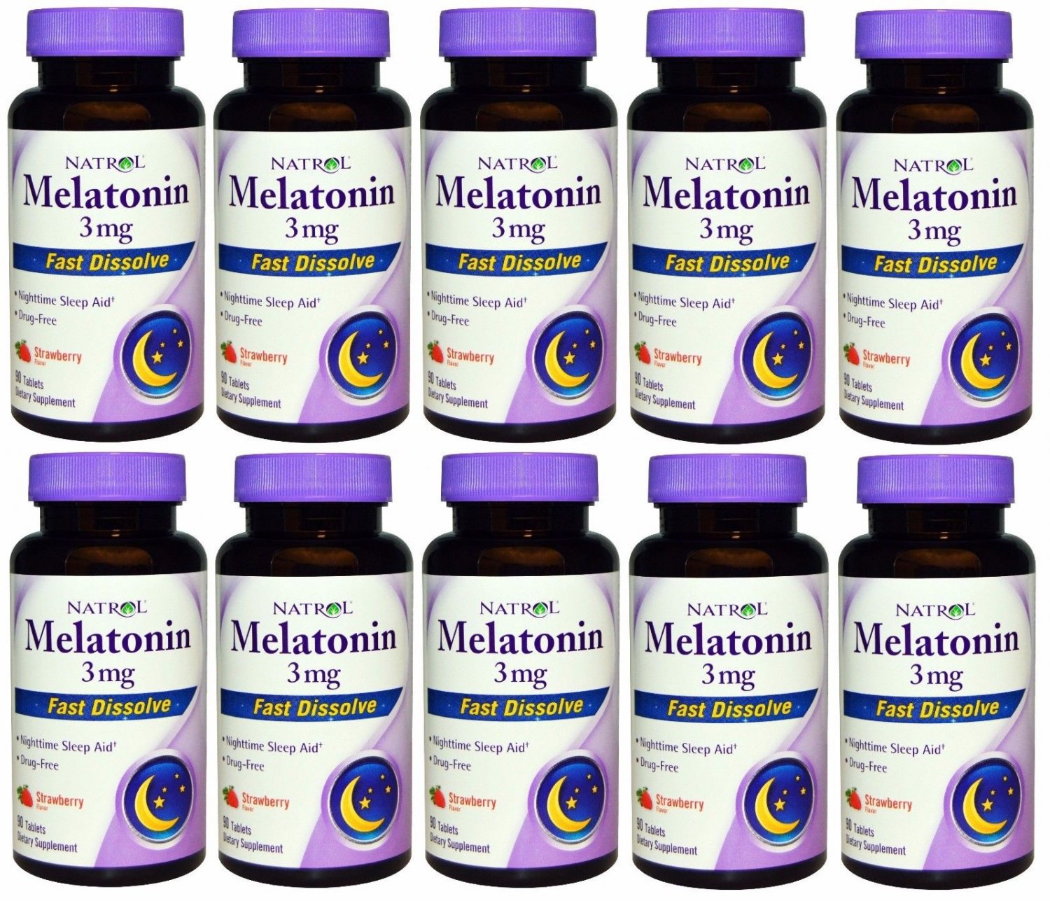 10x Natrol Melatonin 3mg Fast Dissolve Tablets 90 ea