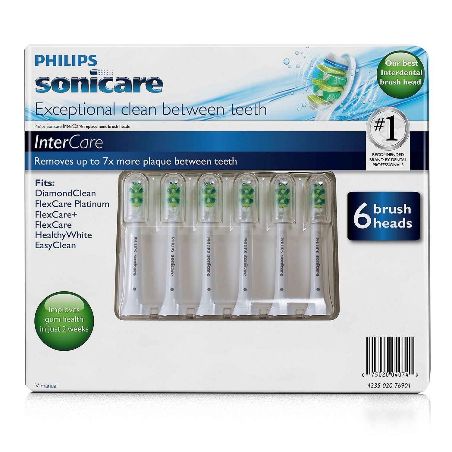 New Sealed Philips Sonicare InterCare Replacement Brush Heads 6 Pack