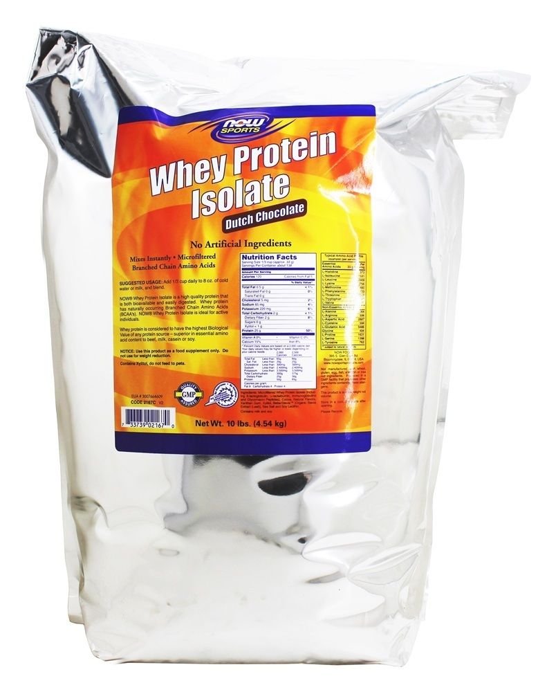Now Foods Whey Protein Isolate Natural Dutch Chocolate 10 lbs - Free Shipping