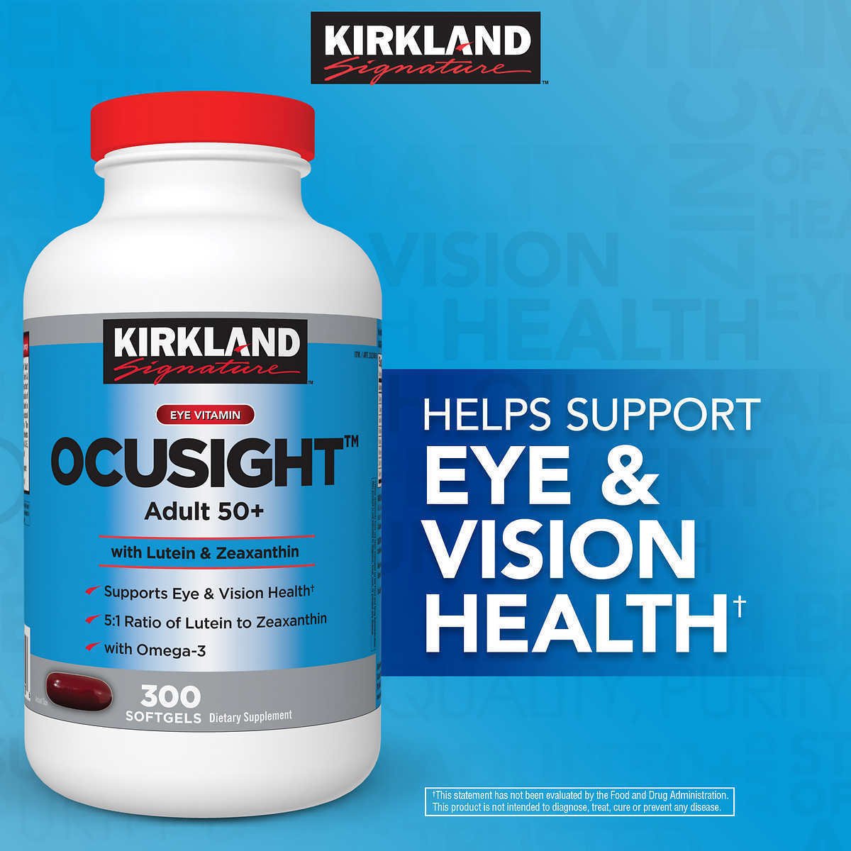 Kirkland Eye Vitamin OcuSight Adult 50+ with Lutein & Zeaxanthin, 300