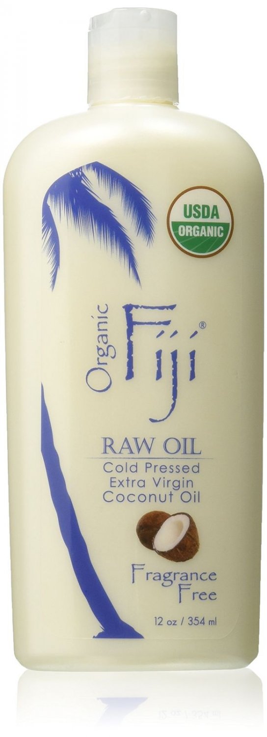 Organic Fiji Raw Cold Pressed Coconut Oil Fragrance Free 12 oz (2 Pack)