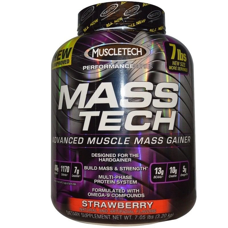 MuscleTech Mass Tech, Scientifically Superior Weight Gain Formula, Strawberry