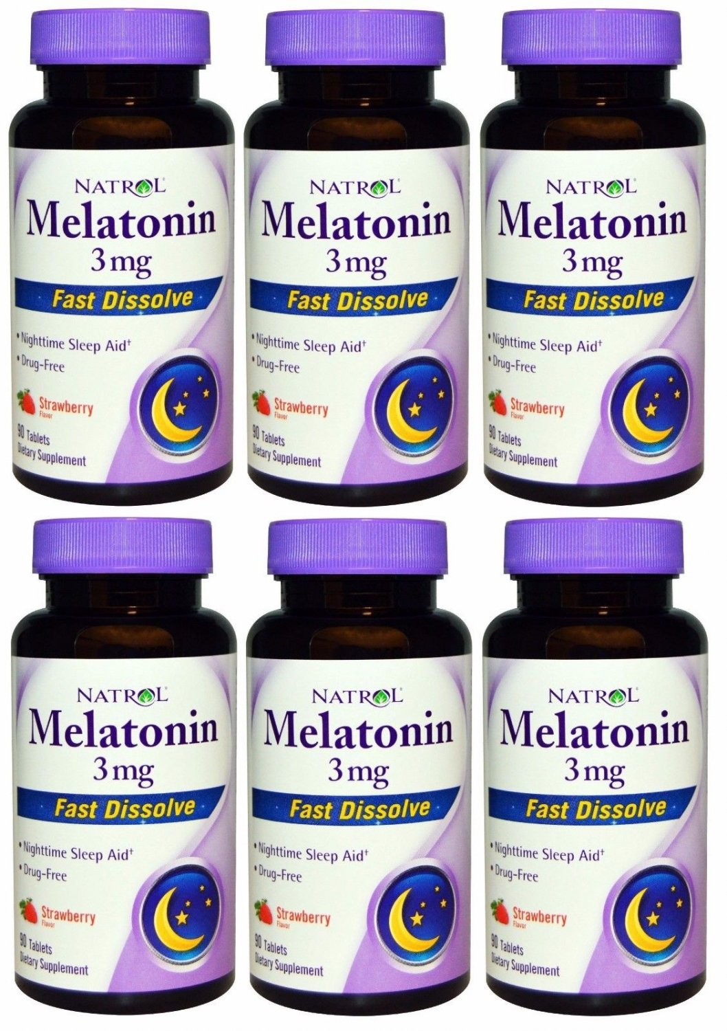 6x Natrol Melatonin 3mg Fast Dissolve Tablets 90 ea