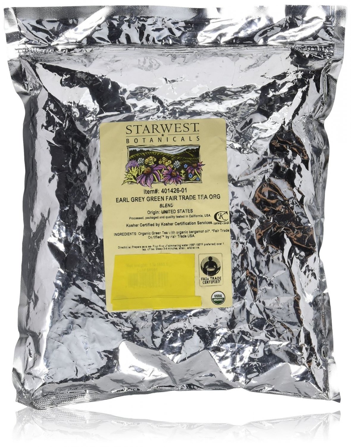 Earl Grey Green Tea Organic - Blend 1 lb(Starwest Botanicals)