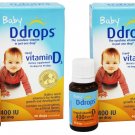 2x Baby Ddrops Liquid Vitamin D3 400 IU Dietary Supplement 90 Drops 2.5 ml