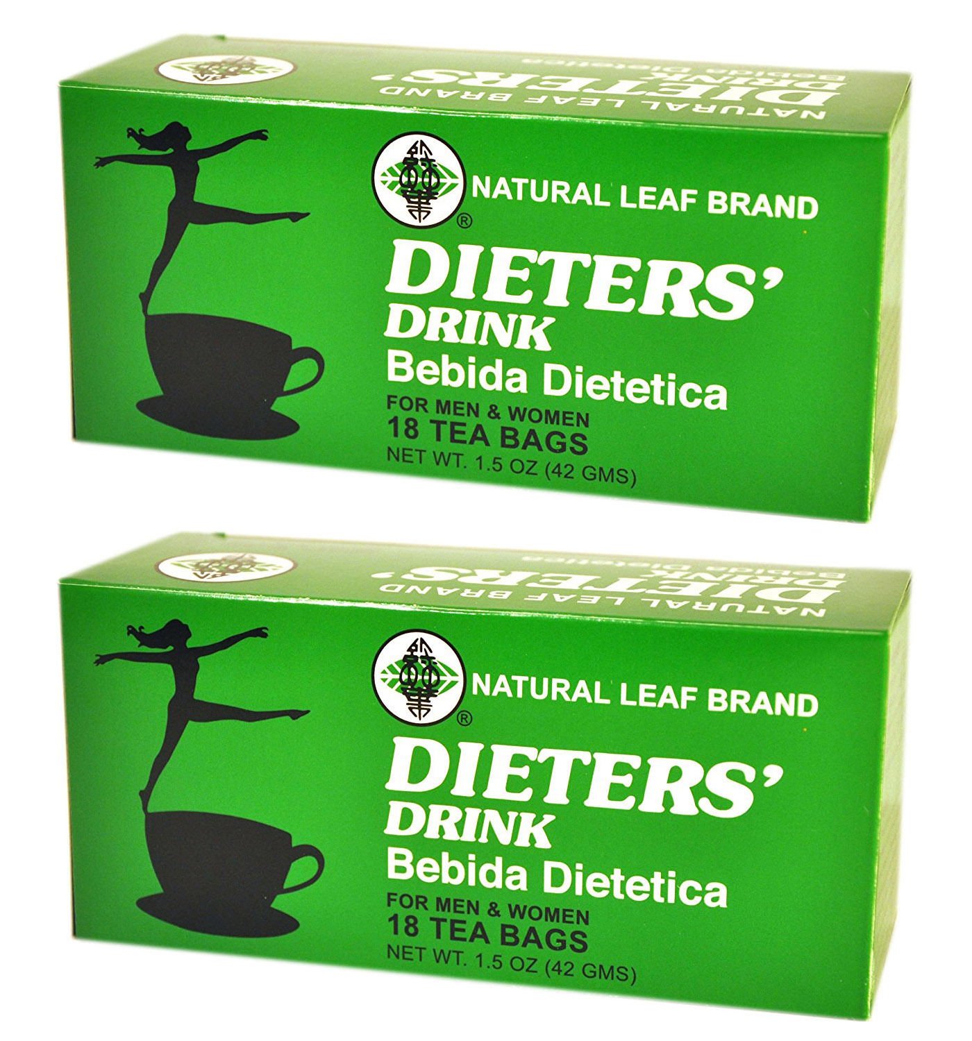2 Pack Natural Leaf Brand Dieters Tea Drink For Men & Women - 18 Count (1.5 oz)