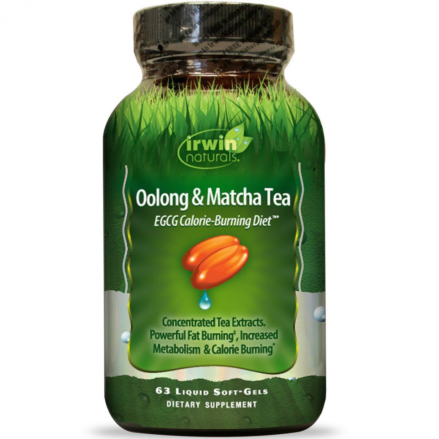 Irwin Naturals, Oolong & Matcha Tea, Diet, 63 Liquid Soft-gels
