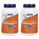 2 x NOW Molecularly Distilled Omega-3 Fish Oil 1000 mg 200 Softgels Made In USA